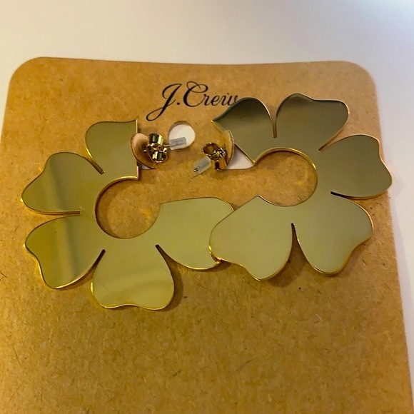J.Crew Gold Blossom Drop Hoop Earrings - Picture 5 of 7